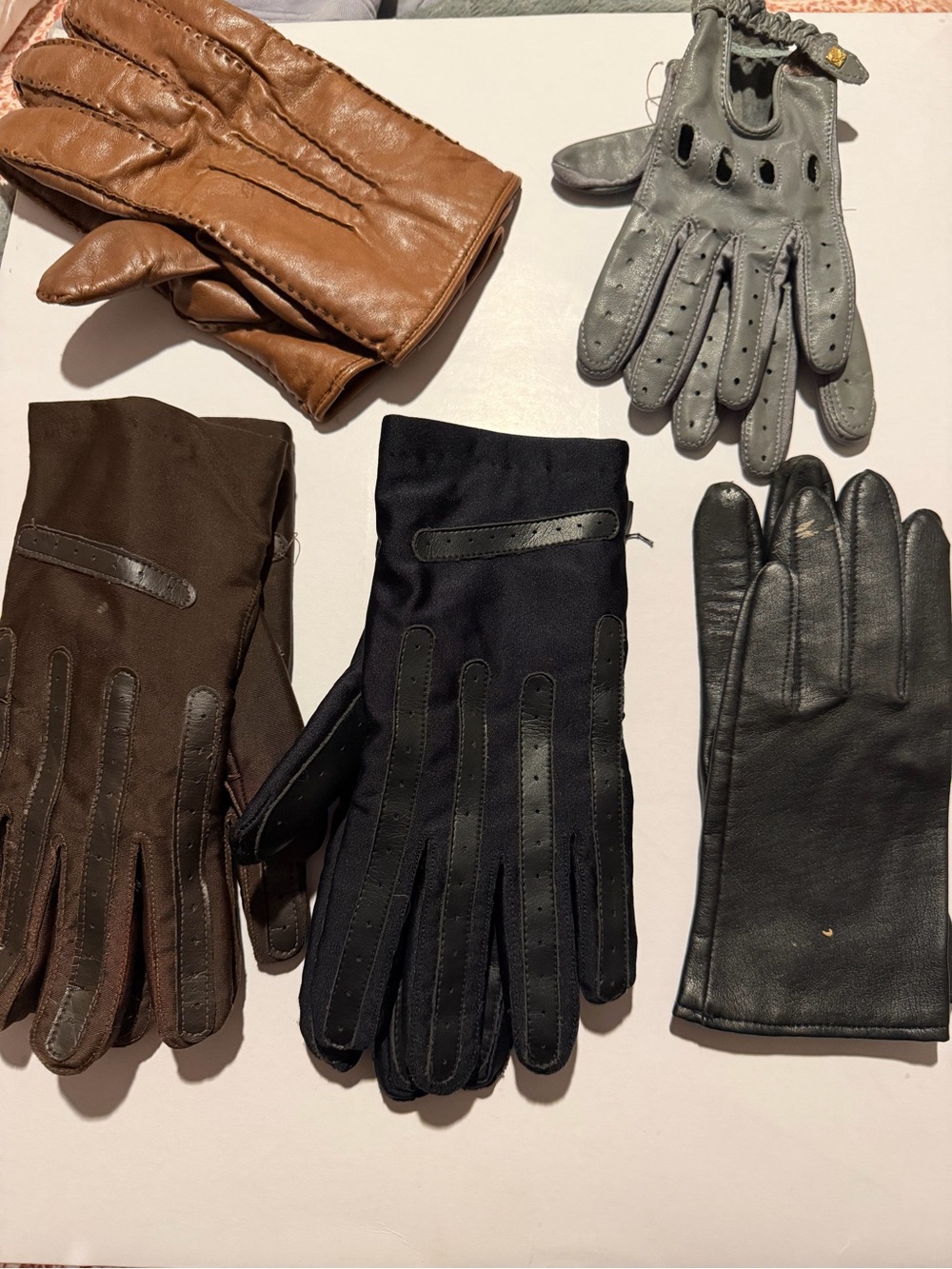 Assorted Women's Driving & Leather Gloves - Black, Brown, Tan, Gray
